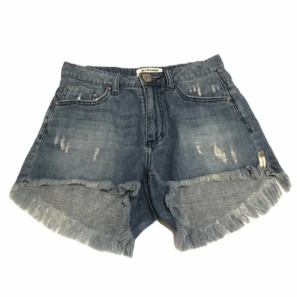 One Teaspoon Denim Cutoff Fringe Shorts Size 26 - Picture 4 of 12
